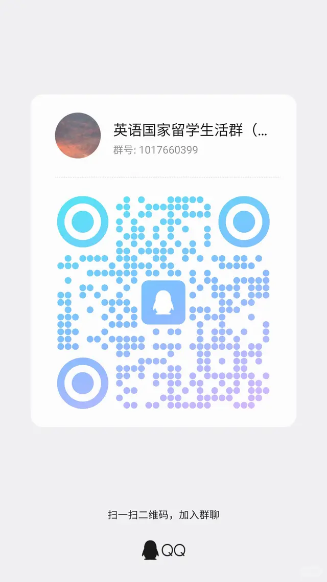 新添加的英语国家留学群,希望大家一起交流 群二维码