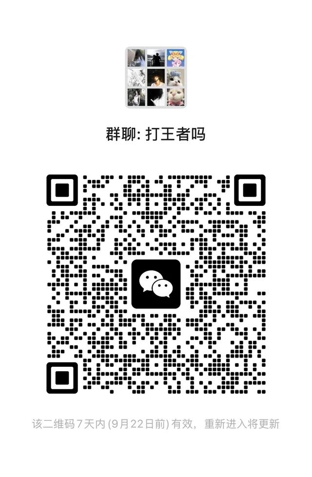 好!来,打王者的姐妹进群! 群二维码